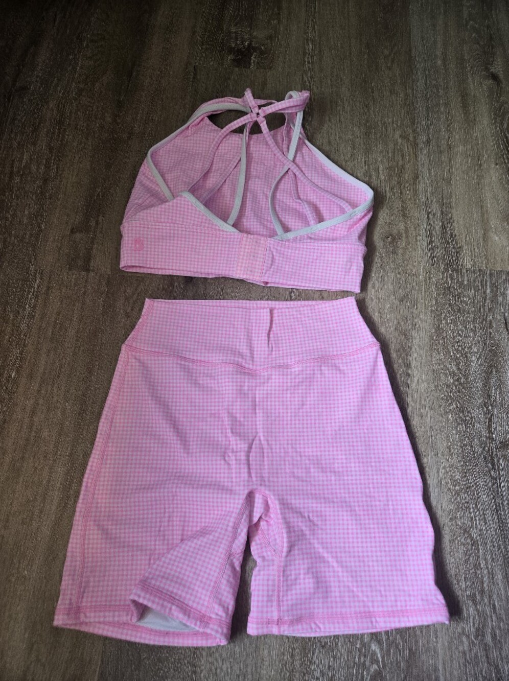 Buffbunny Pink Gingham Active Set — Sports Bra & Biker Shorts